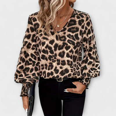 Blusa Estilosa con Estampado de Leopardo