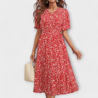 Amelia – Vestido con escote redondo y estampado floral