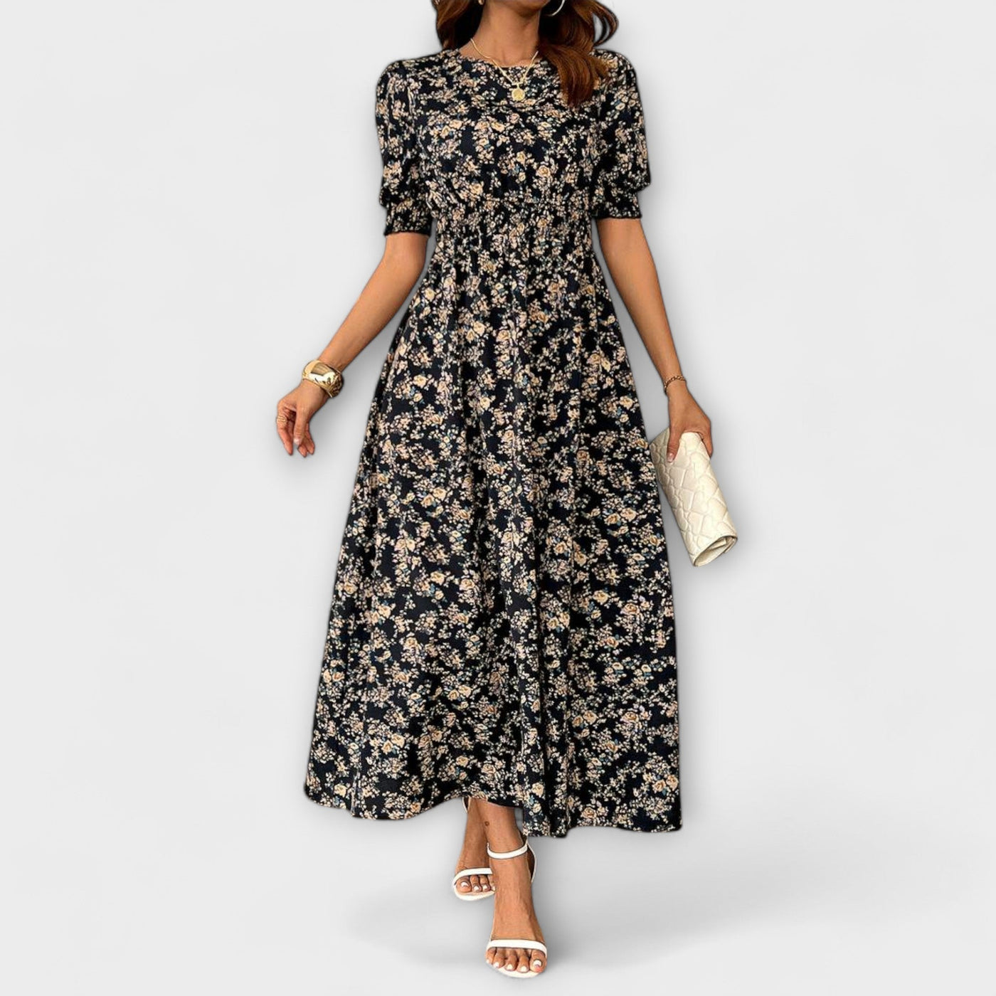 Amelia – Vestido con escote redondo y estampado floral