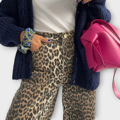 Chandra – Jeans vintage con estampado de leopardo