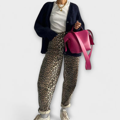 Chandra – Jeans vintage con estampado de leopardo