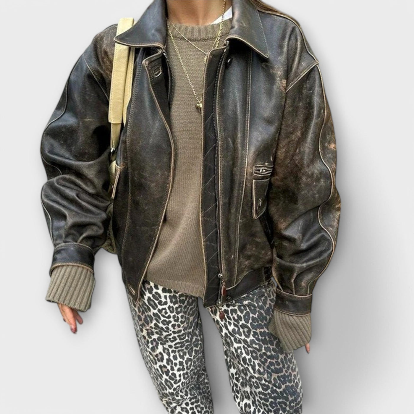 Chandra – Jeans vintage con estampado de leopardo