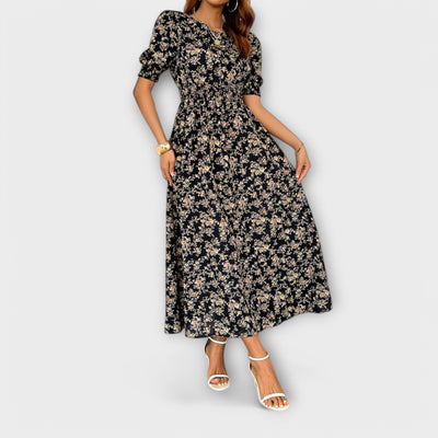 Amelia – Vestido con escote redondo y estampado floral