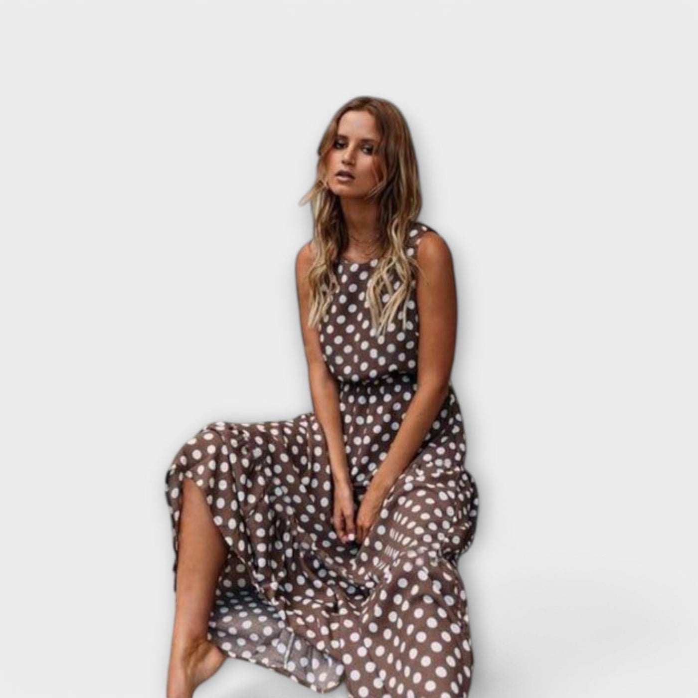 Danae – Vestido midi boho con lunares