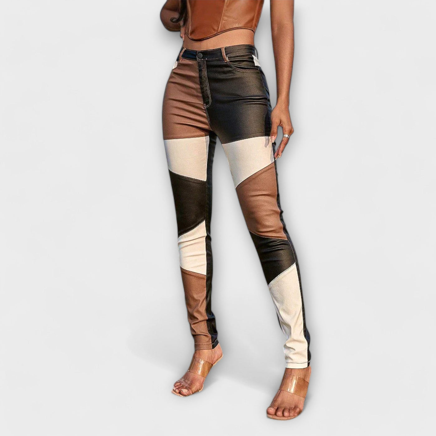 Calliope – Pantalón ajustado con patrón de bloques de color