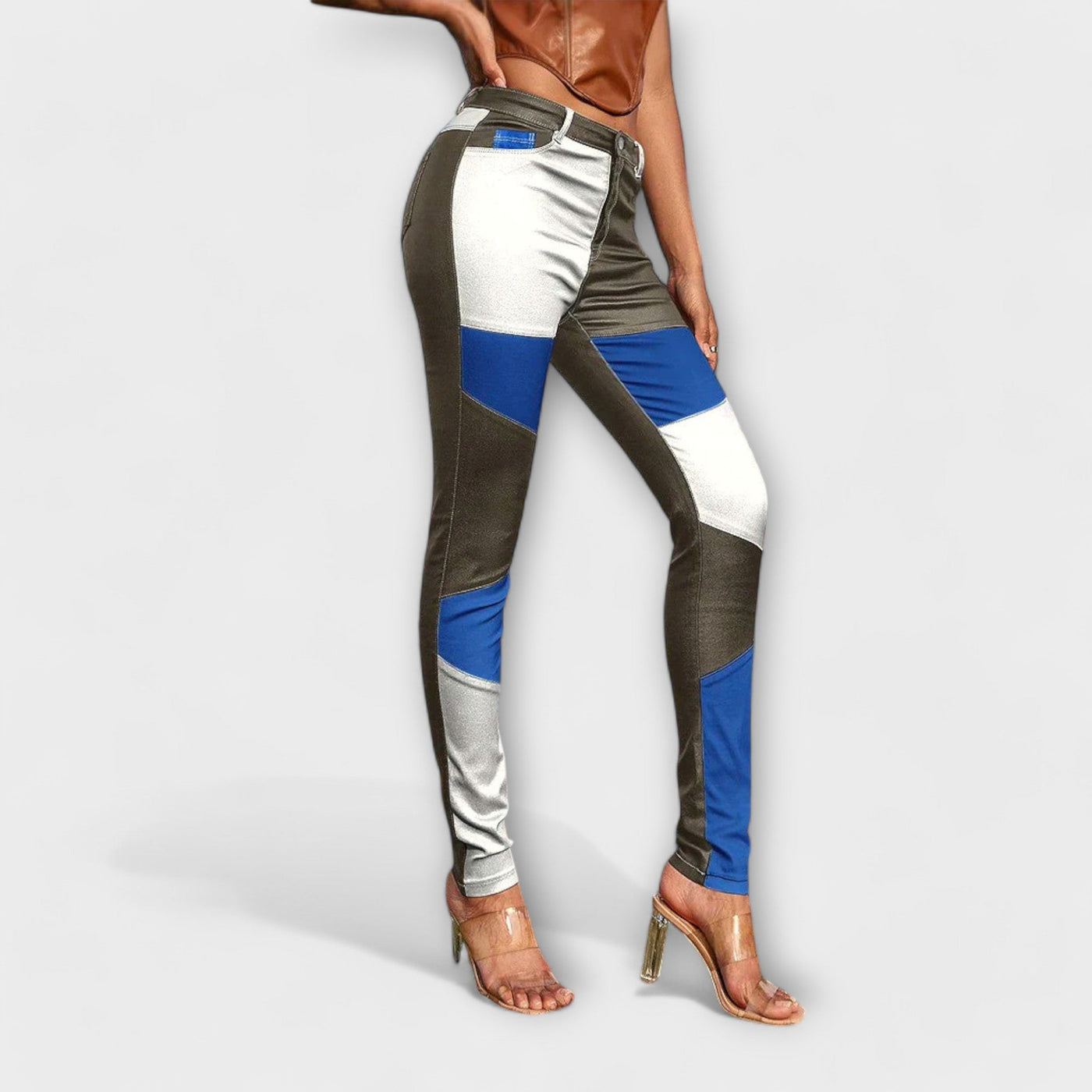 Calliope – Pantalón ajustado con patrón de bloques de color
